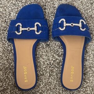 BAMBOO Women's Blue Chain Accent Sandals